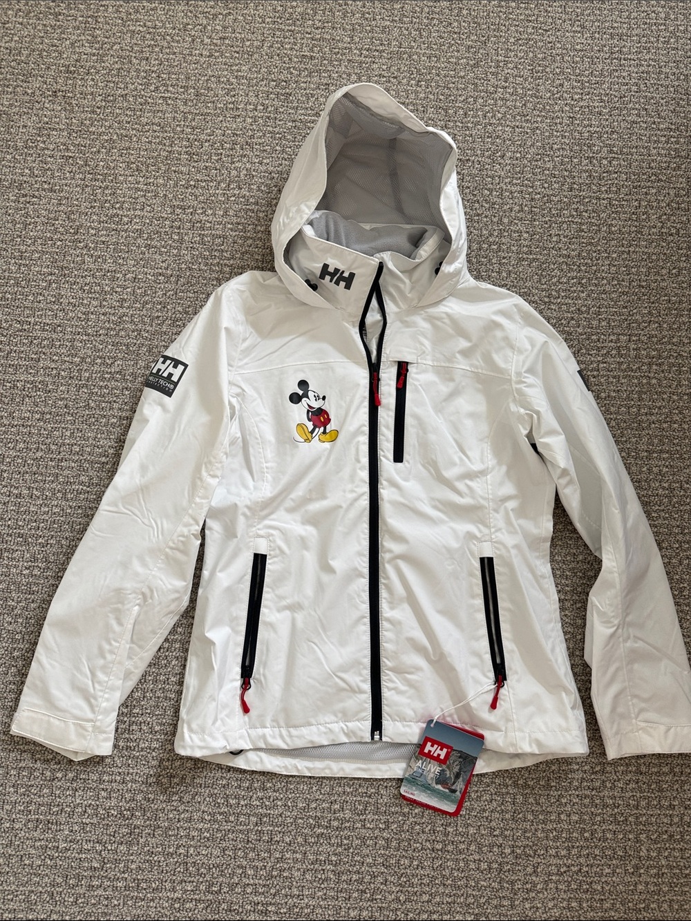 Helly Hansen Disney World Mickey Crew Hooded Jacket White Black Winter Sailing M